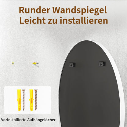BEAUTYPEAK Runder Wandspiegel 76 cm - Aluminiumrahmen Weiss