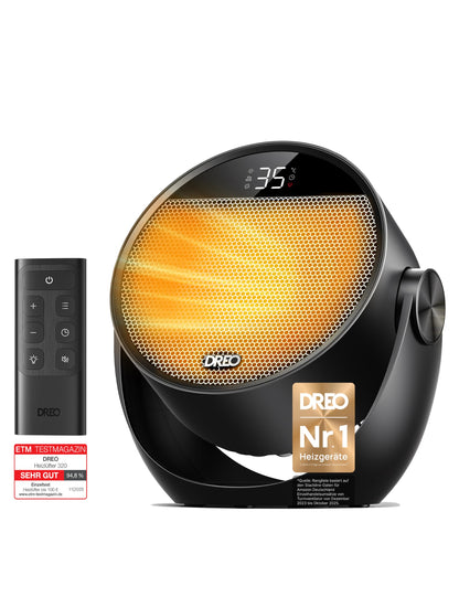 Dreo Heizlüfter DR-HSH020, 1500 W, PTC-Keramik, Fernbedienung, schwarz