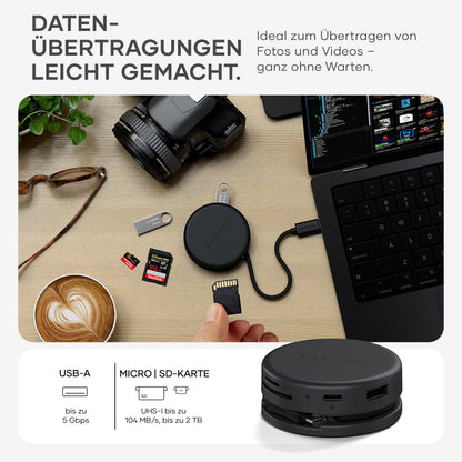 SATECHI OntheGo 7-in-1 USB-C Hub Multiport Adapter, Space Schwarz