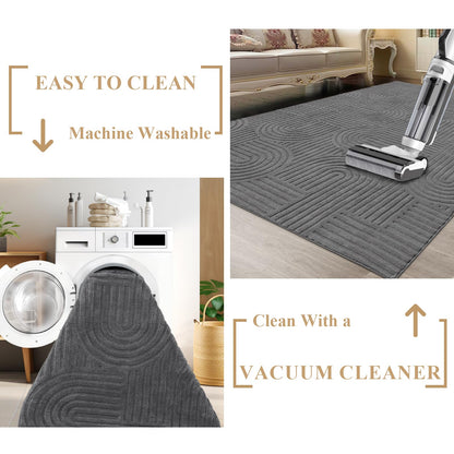 Enyhom Wohnzimmerteppich Kurzflor 160x230cm – Grau