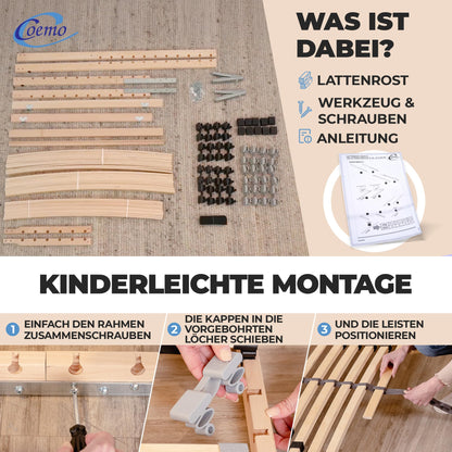 Coemo Lattenrost verstellbar Kopfteil 7-Zonen Bettrost - 80x190 cm