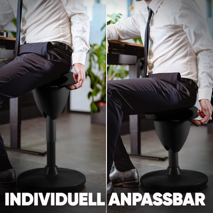 SteinLife Cone Bürohocker Ergonomisch [TESTSIEGER] Sitzhocker Höhenverstellbar [48-68cm] Ergonomischer Hocker für Büro [Schwingeffekt] Wackelhocker Stehhocker | Arbeitshocker rutschfest