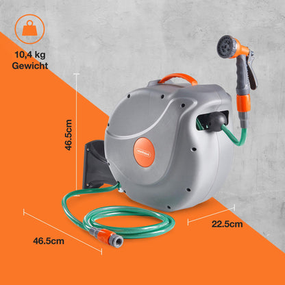 VonHaus Schlauchtrommel 30 m, automatischer Wand-Schlauchaufroller