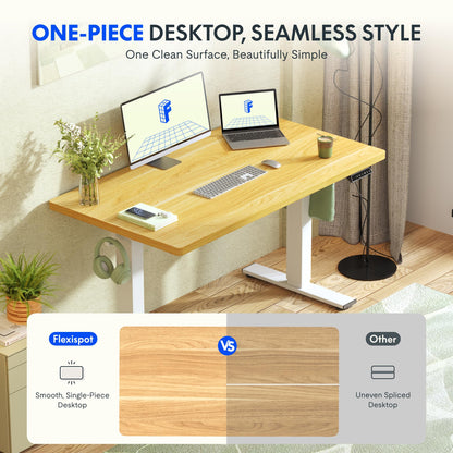 FLEXISPOT Höhenverstellbarer Schreibtisch 160x80cm - Einteilig Ahorn/Weiss