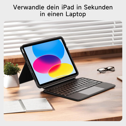 HOU 360° Drehbare Abnehmbare Tastaturhülle iPad A16 11/10 QWERTZ
