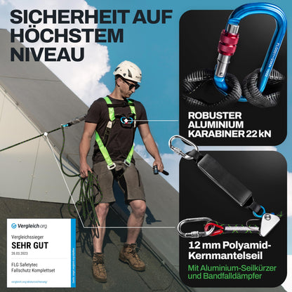 FLG Safetytec Fallschutz Komplettset 2-Punkt – 10m Verb., 2m Bandschlinge