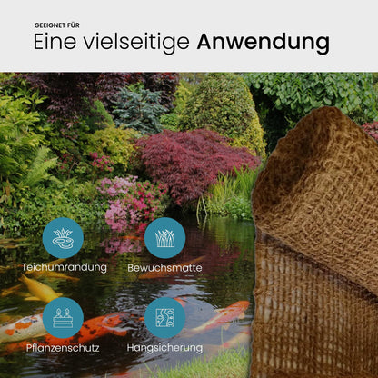 TeichVision Böschungsmatte Kokos 1 x 10 m – Ufermatte 700 g/m²