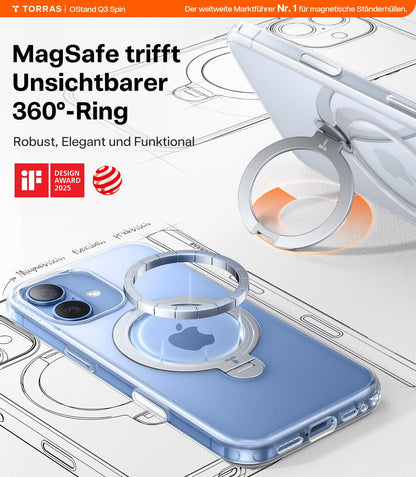 TORRAS Ostand Q3 Spin Hülle für iPhone 17 mit 360° MagSafe-Ständer