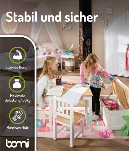 Bomi Kindersitzgruppe Anna mit Spielzeugkiste – Weiss Natur