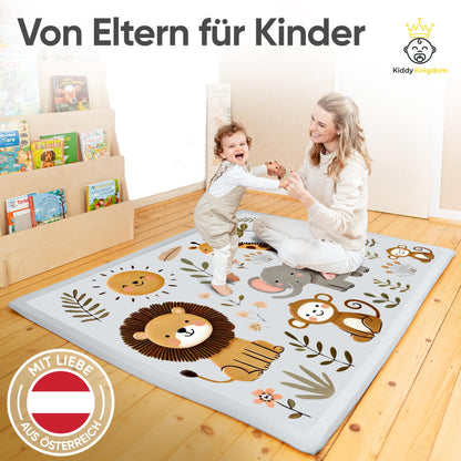 KIDDY KINGDOM Premium Spielmatte Baby – Memory Schaum 180x140cm Grau