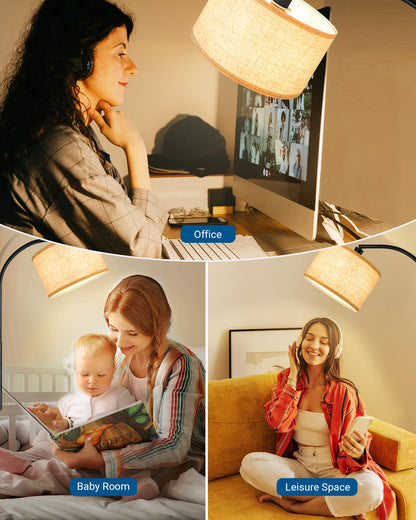 EDISHINE Bogenlampe Stehleuchte - 161cm Schwarz Beige