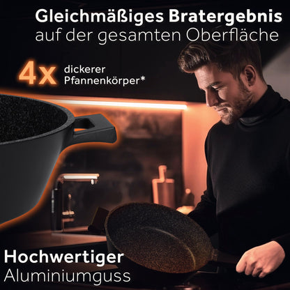 ZWIEGER Schmorpfanne Aluguss 28cm mit Deckel – Antihaft Induktion