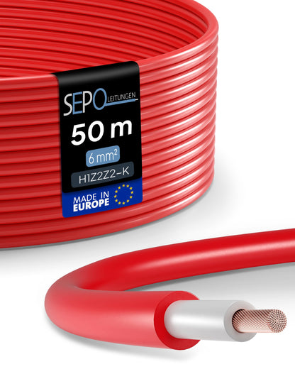 SEPO-Leitungen Solarkabel H1Z2Z2-K 6 mm², 50 m, rot
