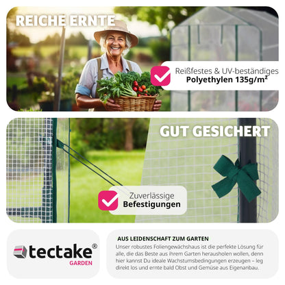 tectake Foliengewächshaus mit 4 Ablagen – 186x120x190 cm