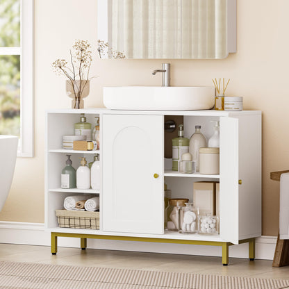 Hzuaneri Waschbeckenunterschrank Badezimmer Weiss BC09803G