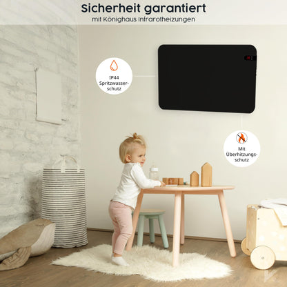 Könighaus 450W Smart Dual-Infrarotheizung V2 – Schwarz