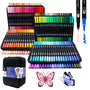 Artecho Dual Brush Pen Set, 168 Farben, Pinselstifte mit Tragetasche in Schwarz