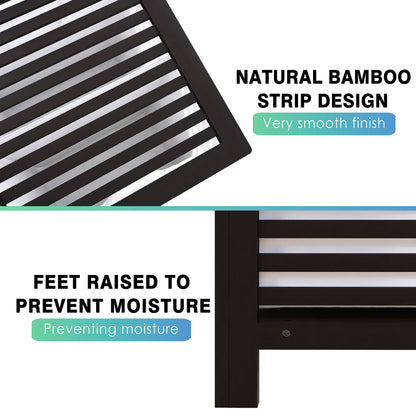 SMIBUY Grosser Bambus-Wäschekorb mit Deckel - Schwarz