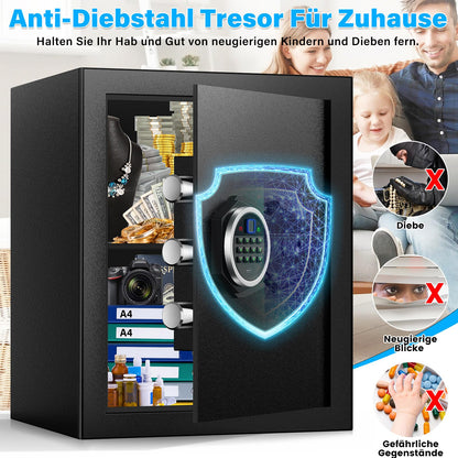 Mejasg 45L Fingerabdruck Tresor Safe mit A4 Brandschutztasche