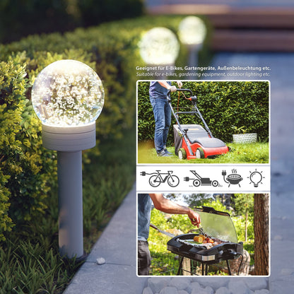ledscom.de PIWI 3er Garten Steckdosensäule 2-Fach Erdspiess Anthrazit