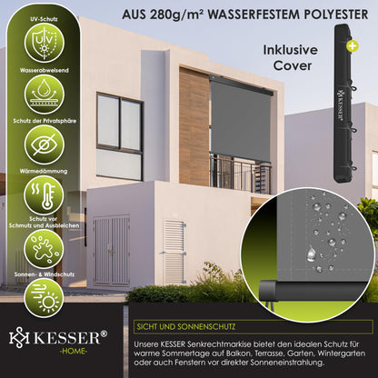 KESSER Senkrechtmarkise Aussenrollo – 200x250cm Kurbel
