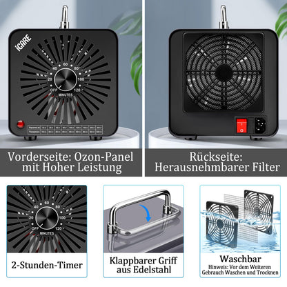 ICARE Ozongenerator 30000mg/h Ozongerät mit 120 Min Timer