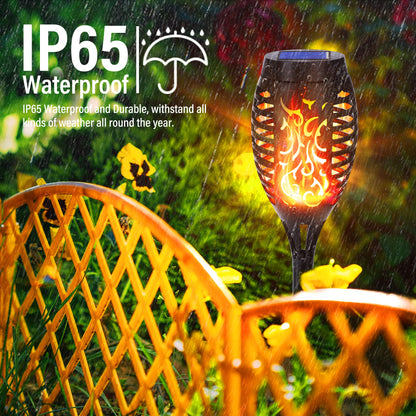 Qedertek Solar Gartenfackeln mit Flammeneffekt, 12 LED, 12 Stück