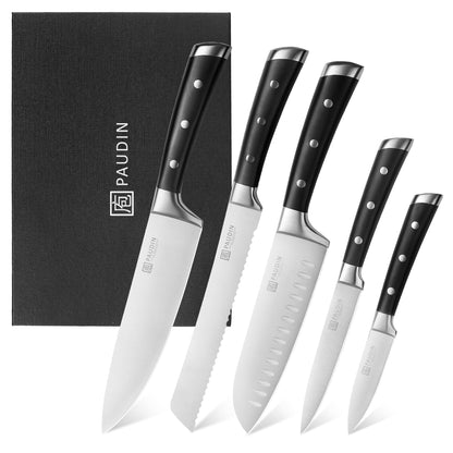 PAUDIN Messerset 5-teilig Küchenmesser - Carbon Edelstahl