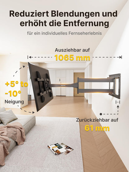 monTEK Langarm 1067mm TV Wandhalterung – 43-80 Zoll