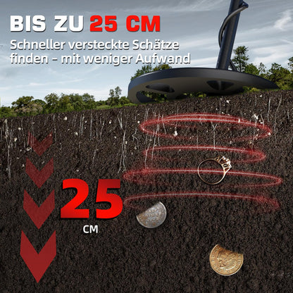 DR.ÖTEK Metalldetektor Profi Set 6 Modi Wasserdicht - Rot