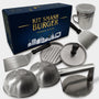 COARJAP Smash Burger Set 7-teilig, Edelstahl 304 mit Burgerpresse – inklusive Grillspachtel, Scraper und zwei Burgerglocken