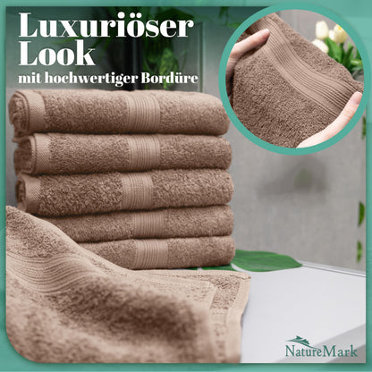 NatureMark Handtuch-Set 8-teilig, Baumwolle, 50×100 cm, Sand/Beige