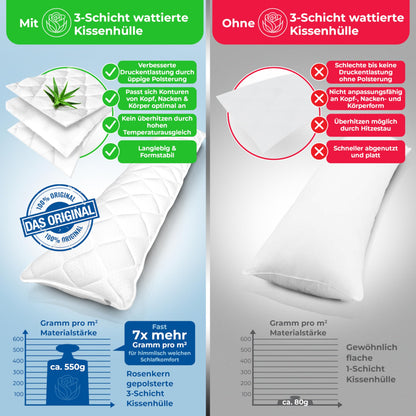 Rosenkern Seitenschläferkissen – orthopädisch, Made in Germany