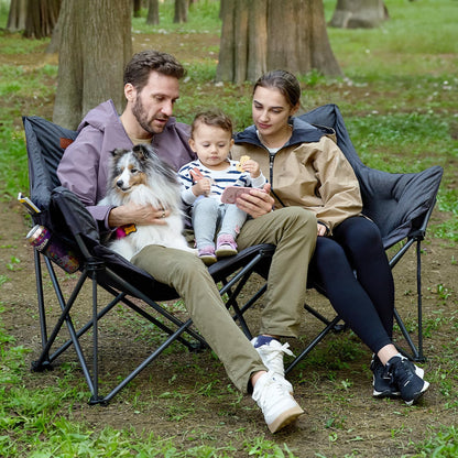 EVER ADVANCED Faltbares Campingsofa 2-Sitzer Gepolstert - Schwarz