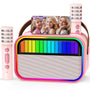 Ankuka Karaoke Maschine mit 2 Mikrofonen, Bluetooth, Rosa – tragbares Karaoke-System mit zwei Funkmikrofonen
