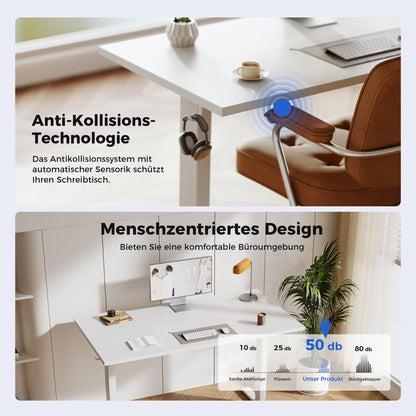 Agilestic höhenverstellbarer elektrischer Schreibtisch – 120x60 cm weiss