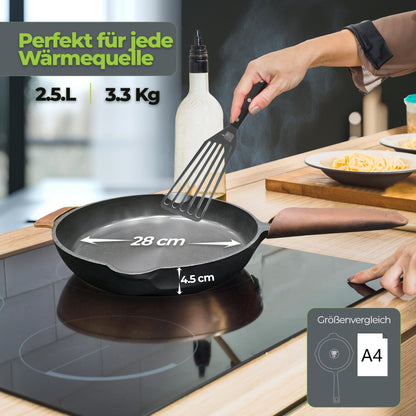 THOR Gusseisenpfanne Induktion 28cm - Geschliffene Oberfläche