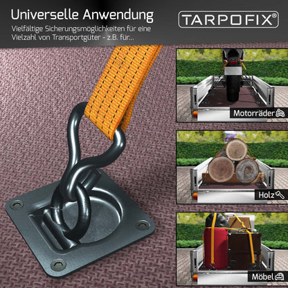Tarpofix Zurrösen für Anhänger, verzinkter Stahl, 800 daN, 6 Stück