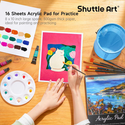 Shuttle Art Acrylfarben-Set, 54-teiliges Malset mit Tischstaffelei