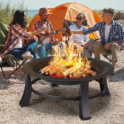 TLGREEN Feuerschale Retro Φ76cm – Schwarz, Grill & Funkenschutz