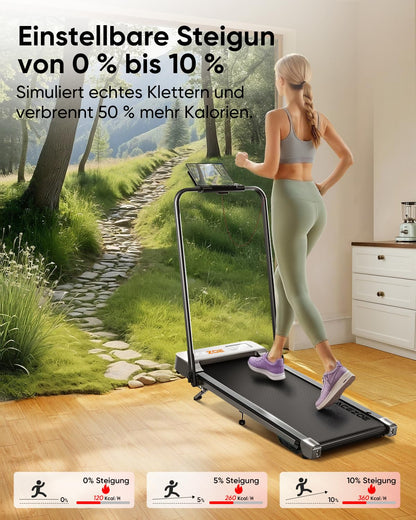 Acezoe P12 Laufband klappbar, Walking Pad mit Steigung, bis 135 kg