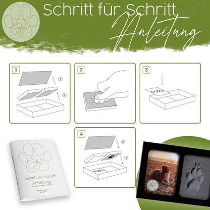 Jadiela Pfotenabdruck Set für Hund und Katze, 3D Bilderrahmen schwarz