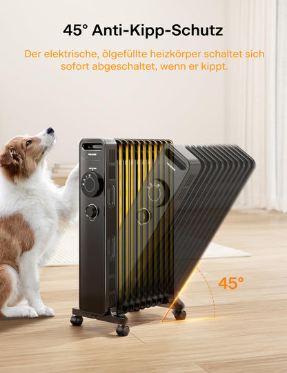 PELONIS Ölradiator Ölheizkörper - 2300W J-förmige Lamellen