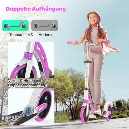 TONBUX Cityroller für Kinder & Erwachsene, Klappbar, Doppelfederung - Lila