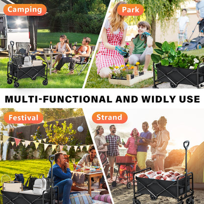 Rowce Bollerwagen faltbar, Handwagen für Strand und Garten, 120 kg
