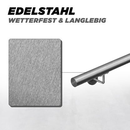 V2Aox Handlauf Edelstahl Treppengeländer, 42 mm, Länge 100 cm