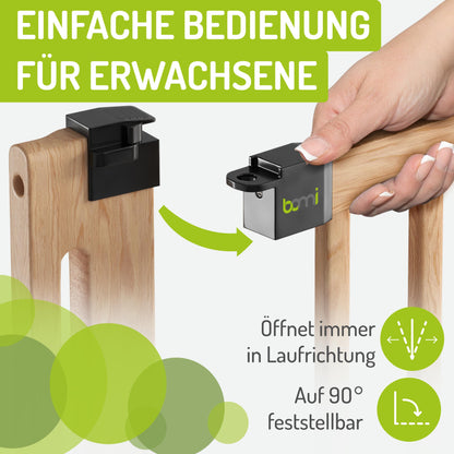 BOMI Miko Treppenschutzgitter Holz – Klemmgitter 79-87 cm