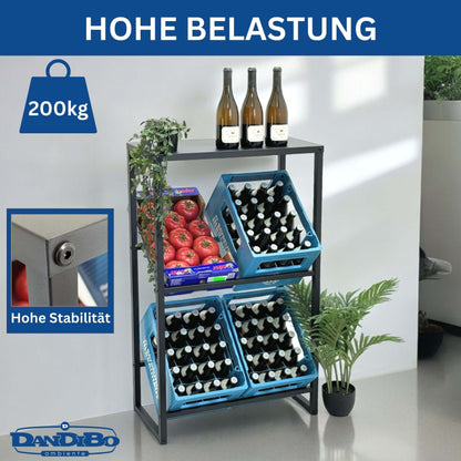 DanDiBo Getränkekistenregal 4 Kisten mit Ablage schmal Metall 96547