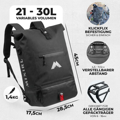 MIXIRL 3in1 Fahrradtasche Gepäckträger wasserdicht 30 Liter Kühlfach