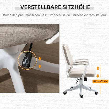 Vinsetto Bürostuhl Beige Weiss - Ergonomischer Schreibtischstuhl